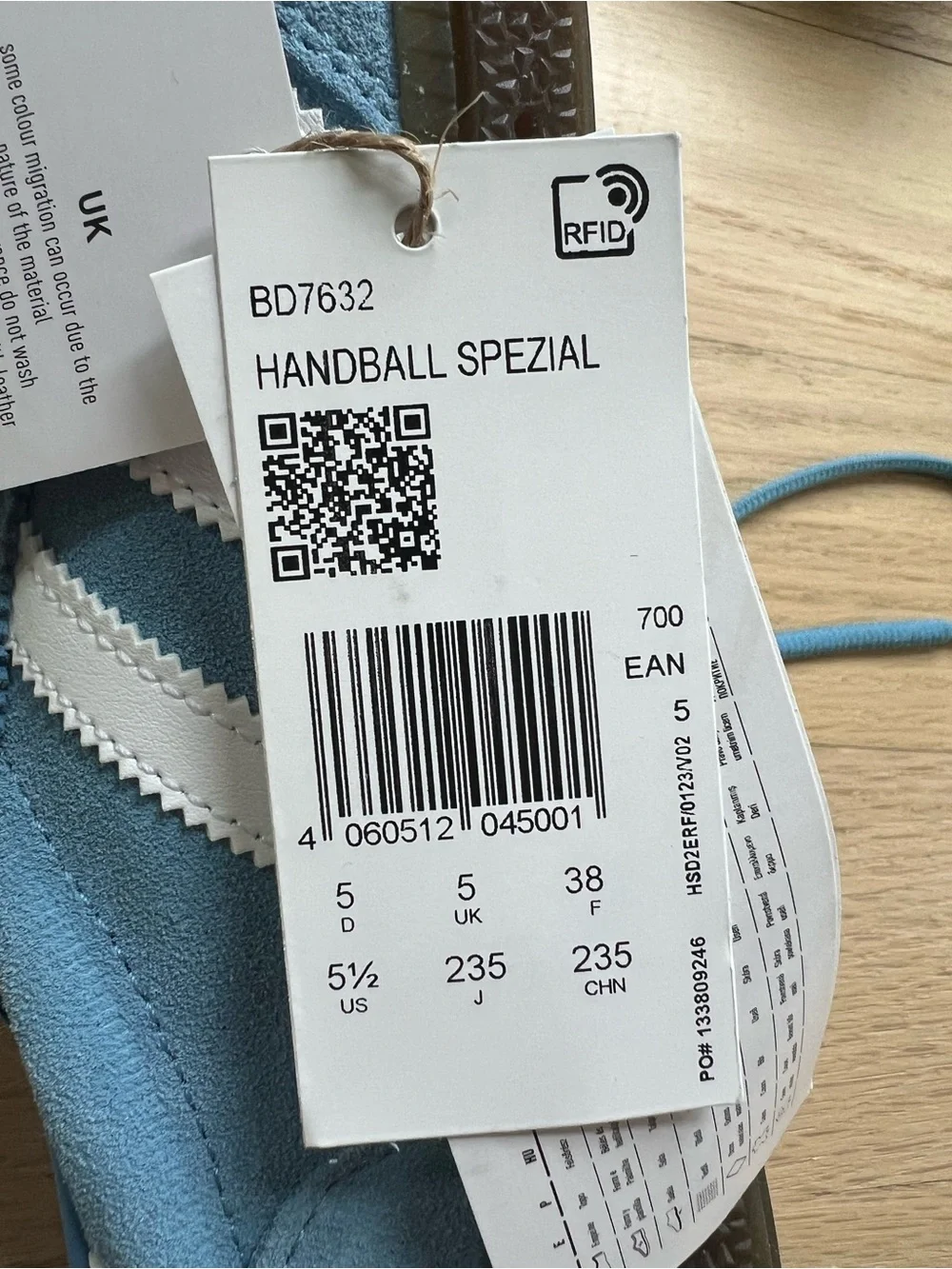 adidas Spezial Suede Sneakers in Sky Blue & White with Brown Gum Sole